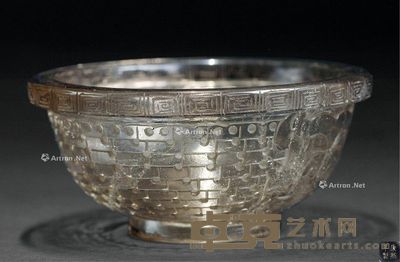 康熙款 水晶刻饕餮纹碗 10.2×4.4cm