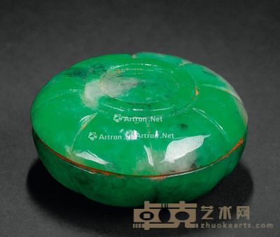 清中期 翡翠南瓜形印泥盒 5.5×2.7cm