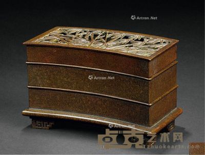 清 琴书侣款铜镂空雕竹盖三层香熏 13×6cm