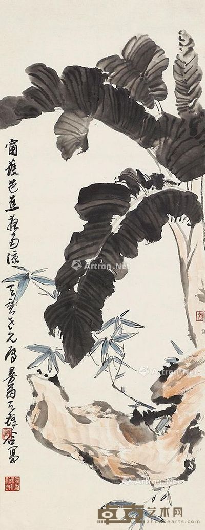 花鸟 镜心 设色纸本 108×40.5cm