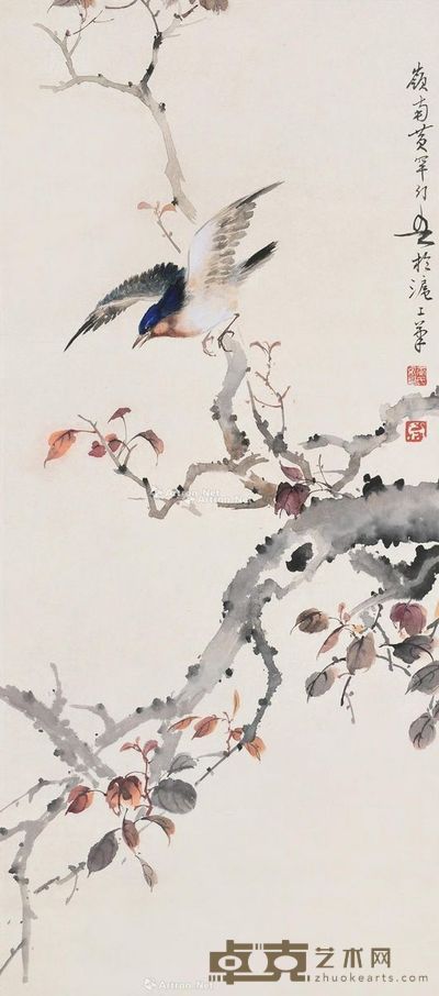 黄幻吾 花鸟 81×35cm