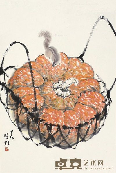 方楚雄 南瓜松鼠 68×46cm