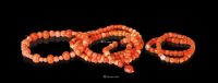 清 红珊瑚珠串 （一组三件）