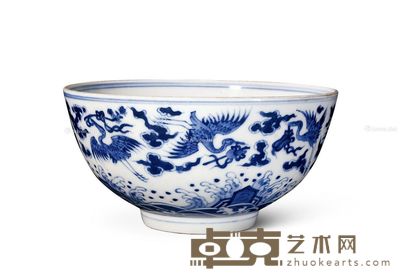 清光绪 青花云鹤纹敦碗 直径16.5cm；高8.5cm