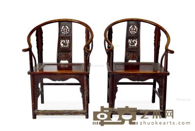 民国 红木明式圈椅 （一对） 长46.8cm；宽64.8cm；高206cm