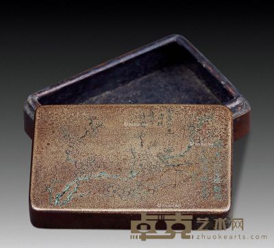 胡公寿画 梅花铜墨盒 （一件） 7.3×10.3cm
