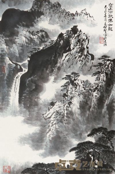 应野平 空山雨歇瀑如龙 68×45cm