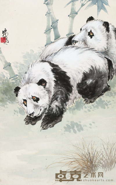 朱文侯 大熊猫 87×55cm