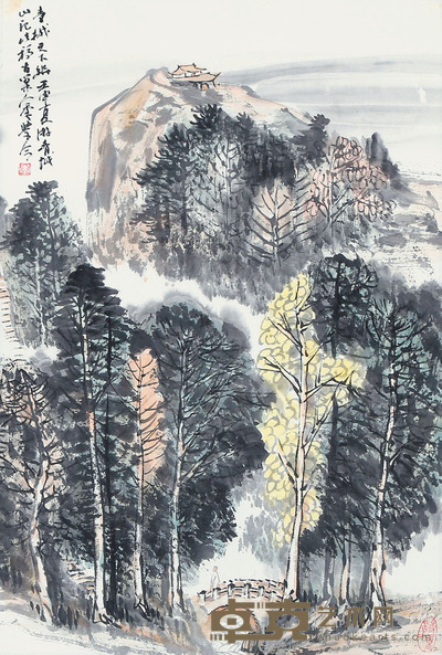 季学今　山水 69×46cm 约2.8 平尺