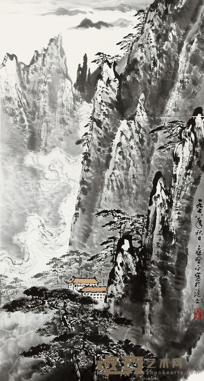 应野平 山水 90×47cm 约3.8 平尺。