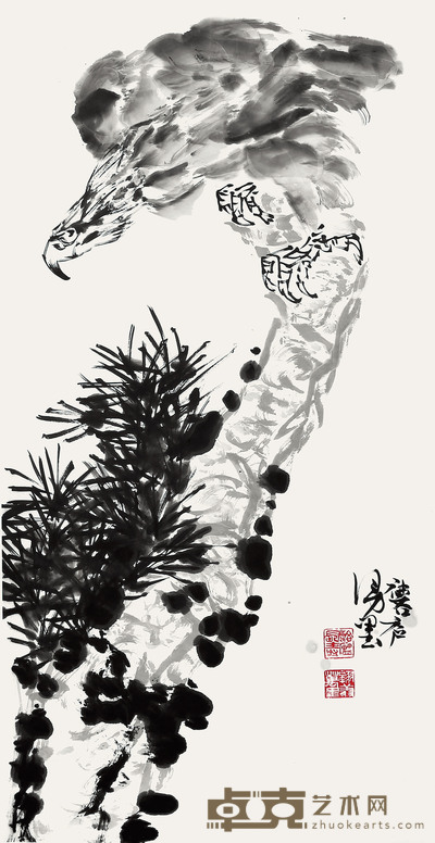 许麟庐 松鹰图 135×68cm 约8.2 平尺