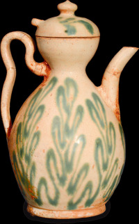 唐代　长沙窑绿釉葫芦壶