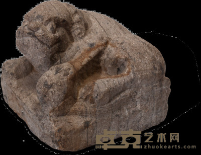 明代或更早　瑞兽石像 高：18.5cm　宽：20.5cm