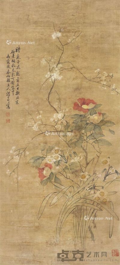 汤世澍 花卉 85×38cm