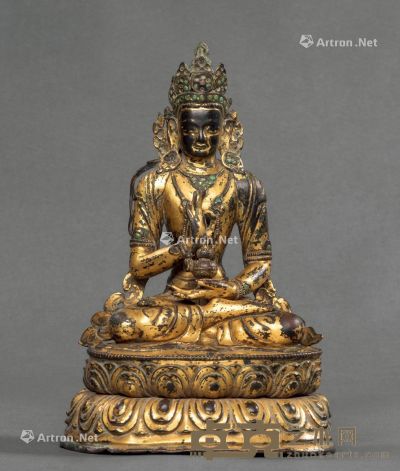 十八世纪 弥勒菩萨 铜鎏金 20cm