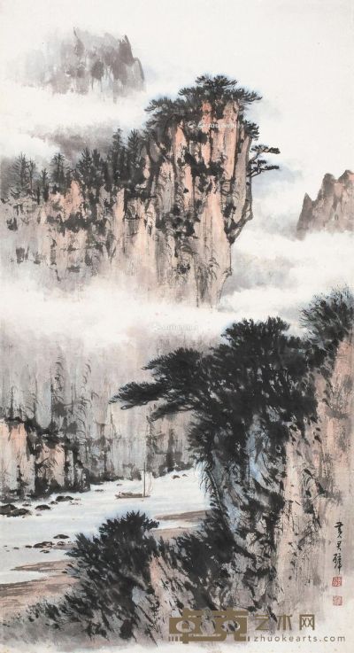 黄君璧 山水 89×48cm