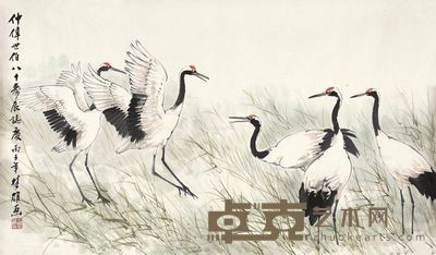方楚雄 五鹤图 69×118cm