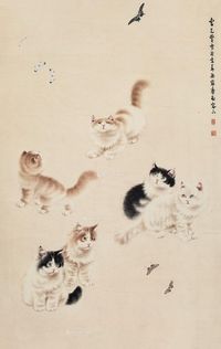 曹克黉 猫蝶图