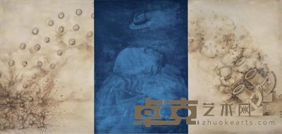 徐累 2007年作 天花 水墨 设色 纸本 132×276cm