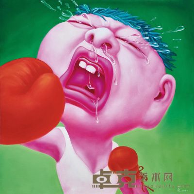 尹俊 2008年作 泣之拳击 油彩 画布 149.8×149.8cm
