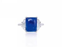宝格丽设计 4.13克拉斯里兰卡蓝宝石配钻石戒指，未经加热