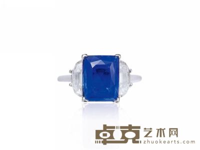宝格丽设计 4.13克拉斯里兰卡蓝宝石配钻石戒指，未经加热 --