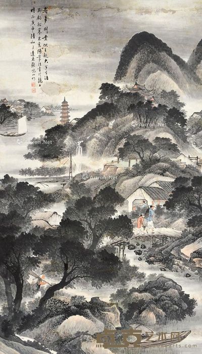张鸣山 拟米家山水 132×76cm