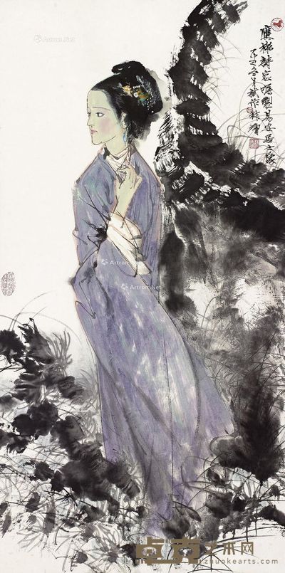 林墉 易安居士像 135.5×67cm