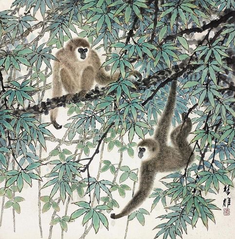 方楚雄 双猴图