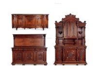 约19世纪 美国 极其精美罕有深浮雕花纹木质组合柜 （三件套）