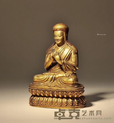 15世纪 铜鎏金萨迦班智达 高15.5cm