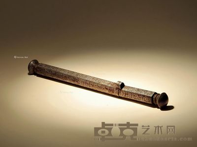 16世纪 铁鋄银信筒 长40cm