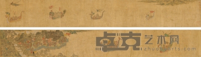 龙舟图 手卷 设色绢本 376×25.5cm