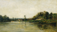 1864年作 瓦兹湖畔 木板 油画