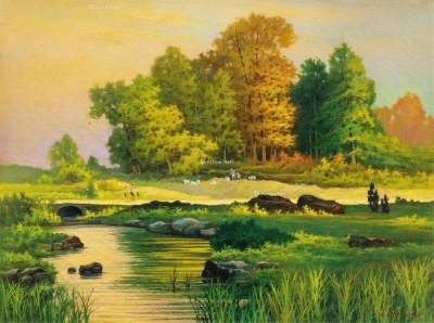 丁光燮     1942年作 牧牛风景