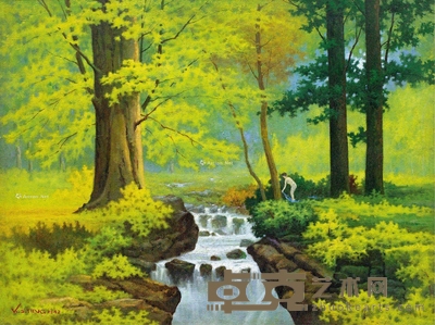 丁光燮 1942年作 溪边 45×60cm