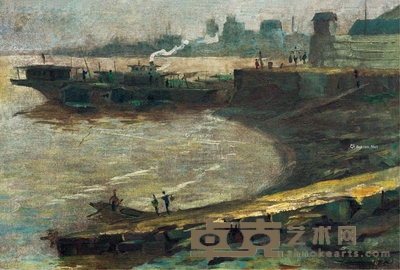 秦宣夫 码头 34.5×51cm