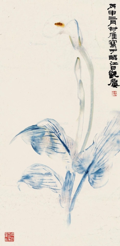 钱瘦铁     丙申（1956）年作 花卉