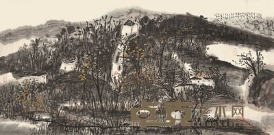荷塘小景 69×134cm