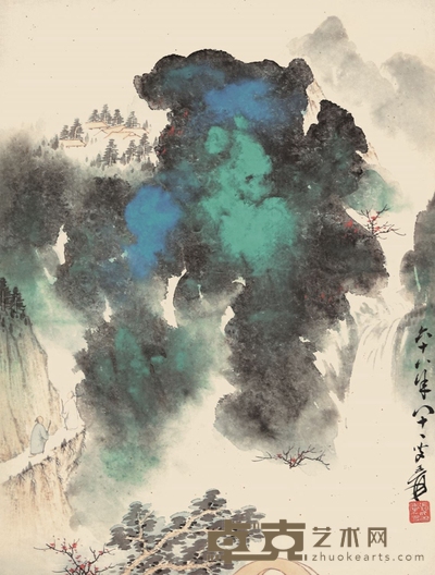泼彩山水 39×30cm