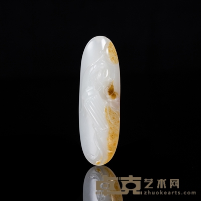 和田玉籽料情投意合挂件 6.8×2.4×1.4cm