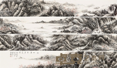 林筱之 溪山清秀万里图 15×418cm