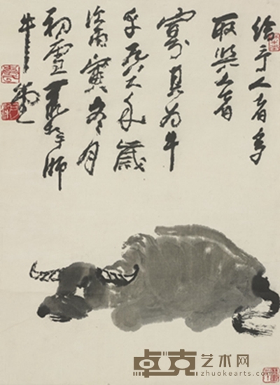 李可染 墨牛图 68×49cm