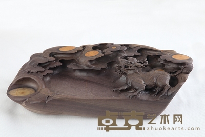 端砚 麒麟戏珠砚 尺寸:32×12×9cm