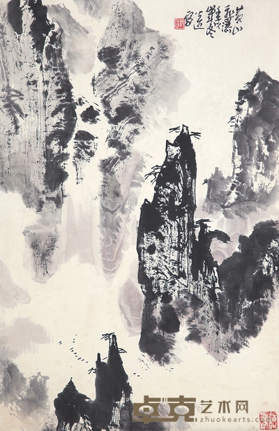 郭公达 黄山飞瀑 75×49cm