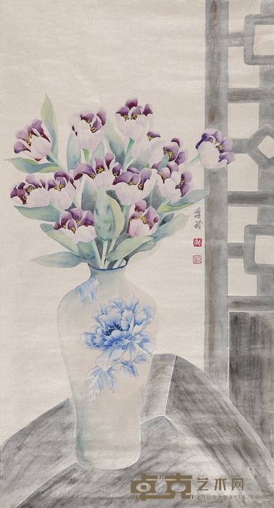 李玲　工笔花卉 88×47cm