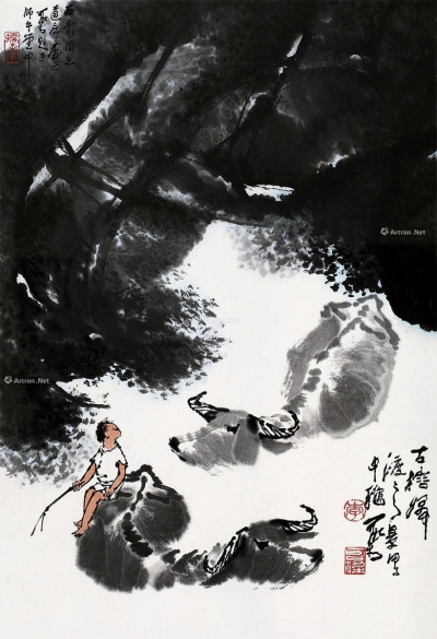李可染     甲子（1984）年作 古榕归渡