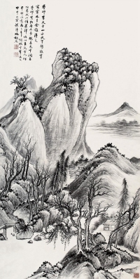 冯超然     甲申（1944）年作 寒林山居