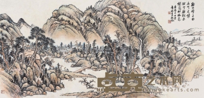 吴徵     庚辰（1940）年作 秋山溪水 58×120cm
