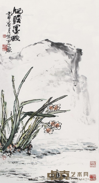 朱屺瞻     壬申（1992）年作 兰石图 89×48cm
